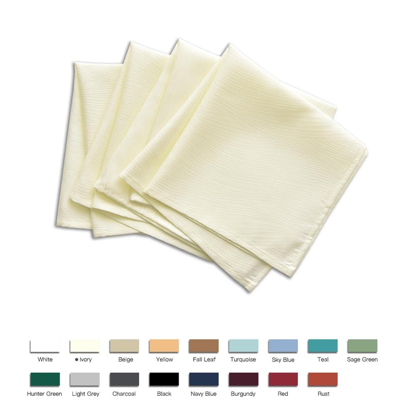 maxmill Jacquard Cloth Napkin 20 x 20 Inch Swirl Pattern Solid Washable Polyester Dinner Napkins Set of 4 with Hemmed Edges Great for Family Holiday Dinners Weddings Parties and Banquets Ivory - Image 2